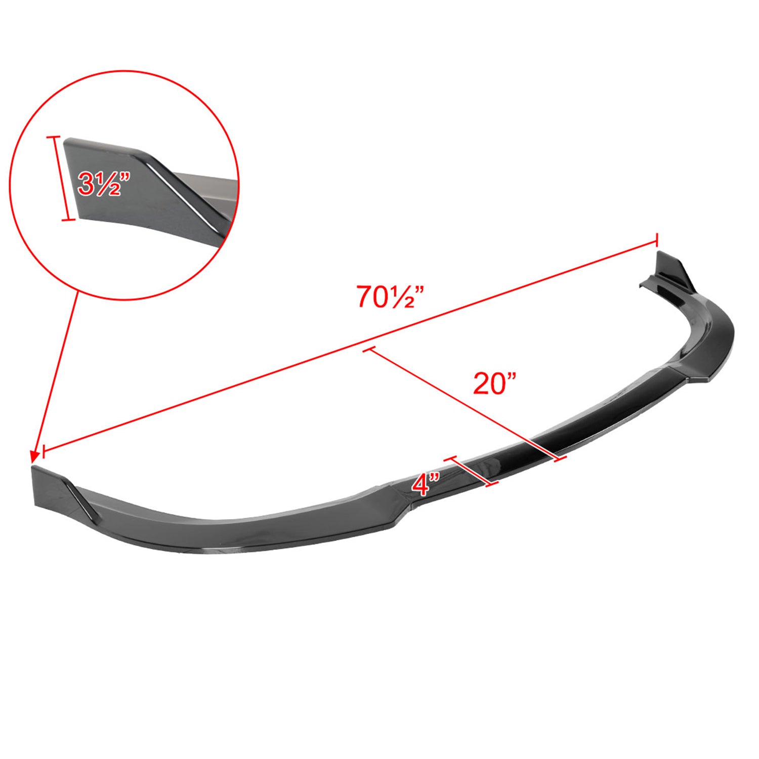 2015-2021 Chrysler 300 Glossy Black 3Pcs Front Bumper Lip Splitter Kit