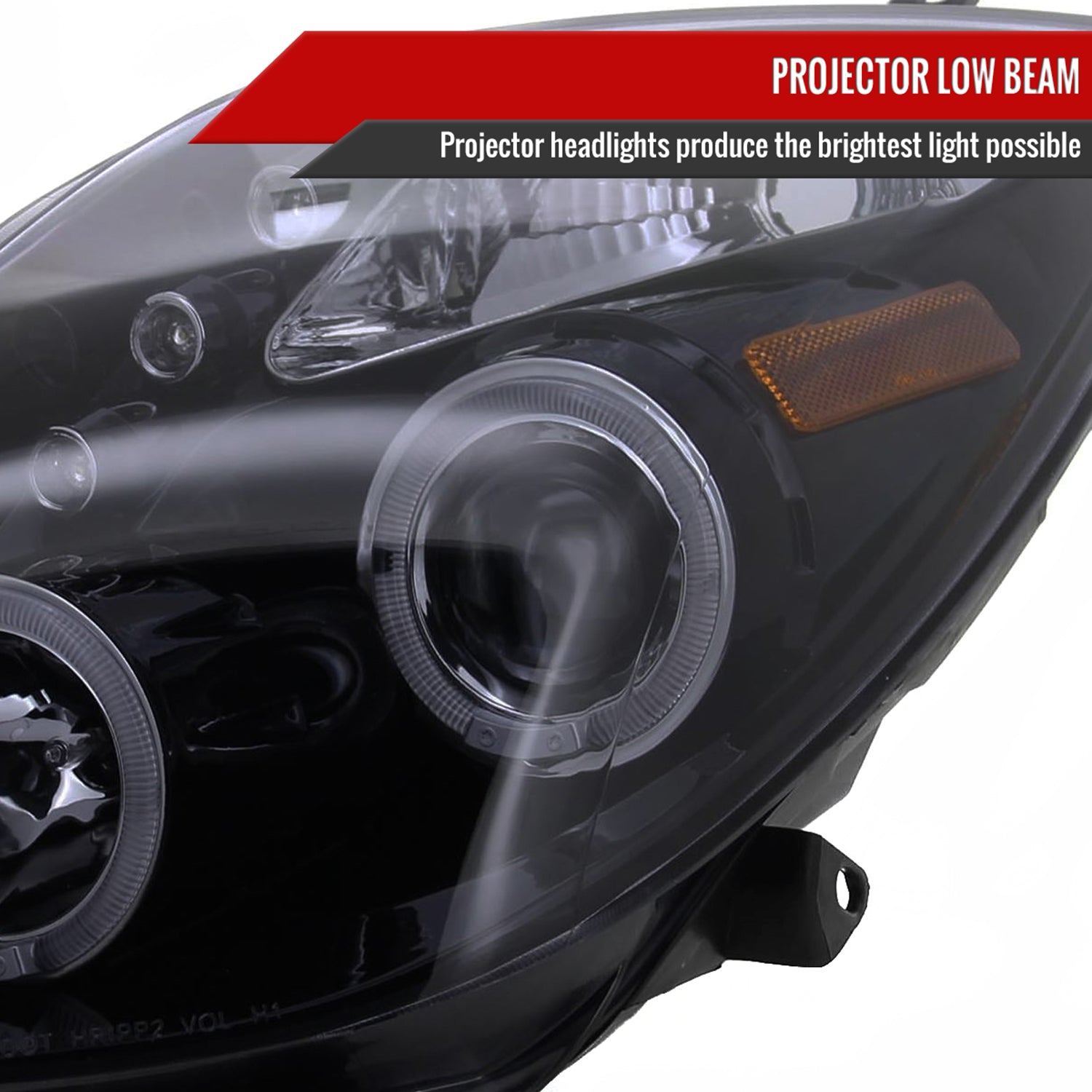2006-2008 Toyota Yaris Dual Halo Projector Headlights Glossy Black/Smoke Lens
