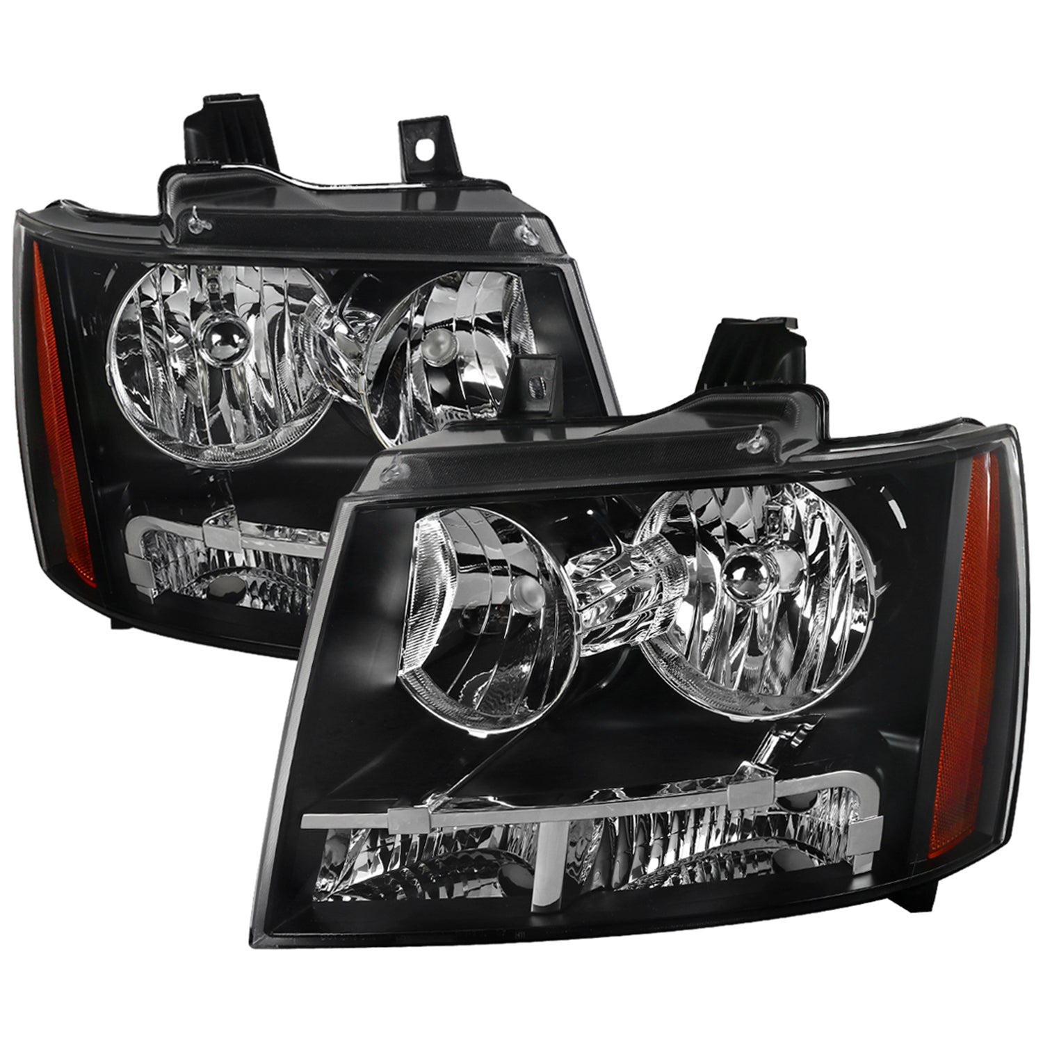 2007-2014 Chevy Avalanche/Tahoe/Suburban Factory Headlights Matt Black/Clear