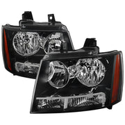2007-2014 Chevy Avalanche/Tahoe/Suburban Factory Headlights Matt Black/Clear