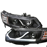 2006-2011 Honda Civic Coupe Projector Headlights LED Light Strips Matt Black
