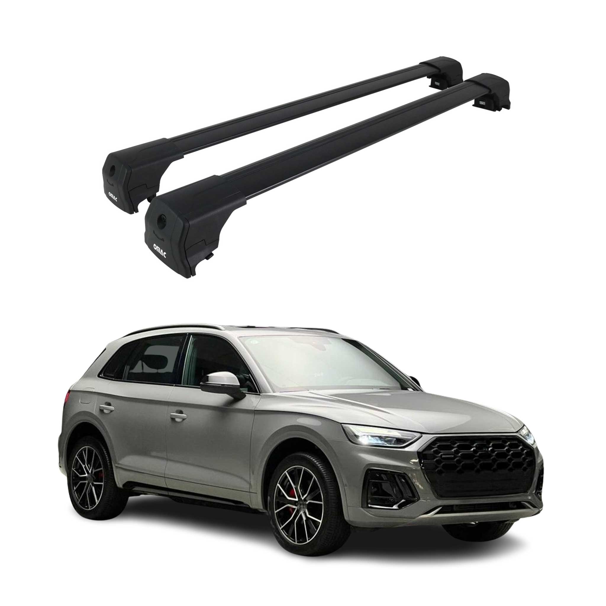 2025 Audi Q5 Roof Rack Cross Bars Luggage Carrier Alu Black 2Pcs