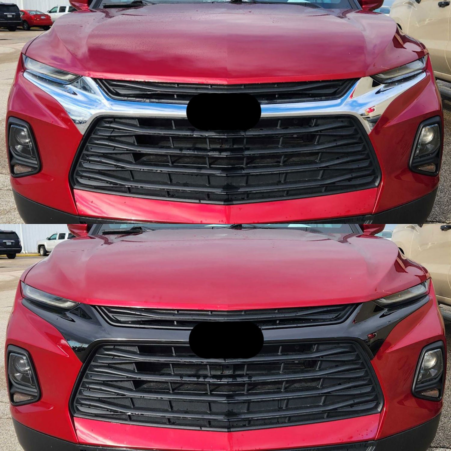2019-2022 Chevrolet Blazer Grille Overlay Gloss Black 2Pcs ABS Plastic