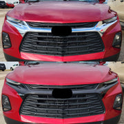 2019-2022 Chevrolet Blazer Grille Overlay Gloss Black 2Pcs ABS Plastic