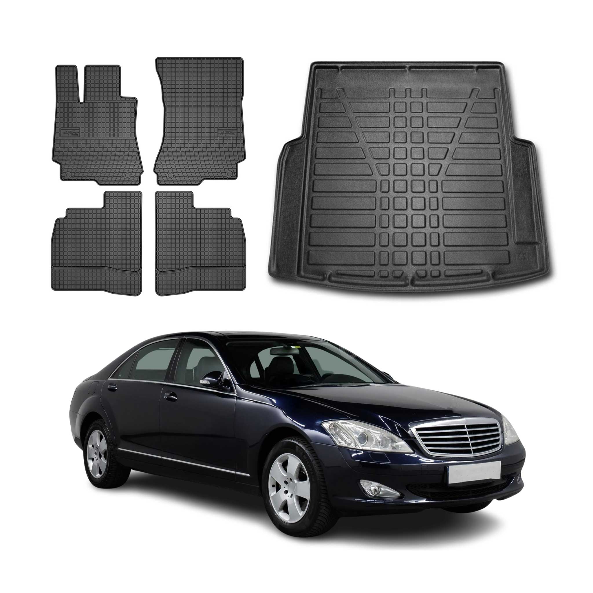 2007-2013 Mercedes S Class W221 Floor Mats & Cargo Liner Full Set All Weather