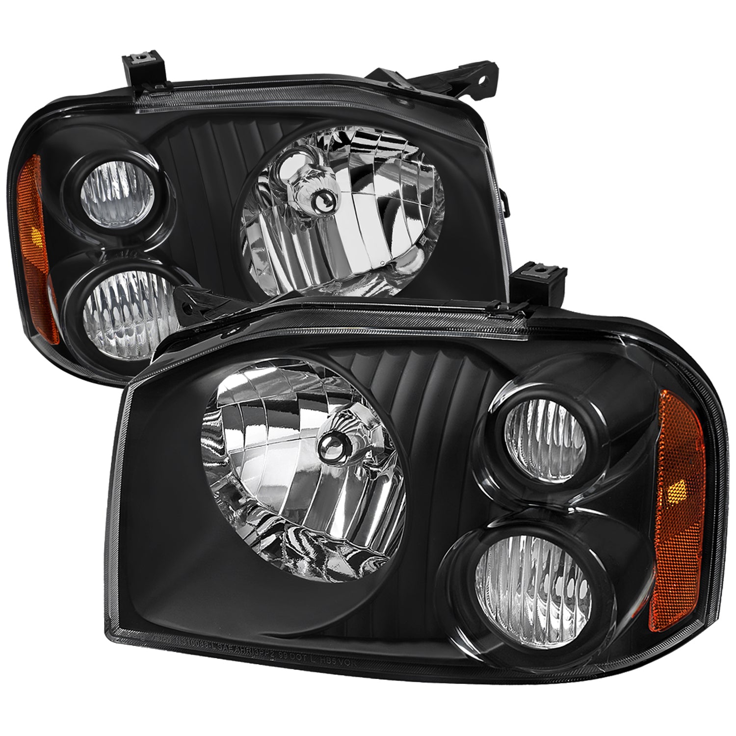 2001-2004 Nissan Frontier XE Factory Style Headlights Matte Black/Clear Lens