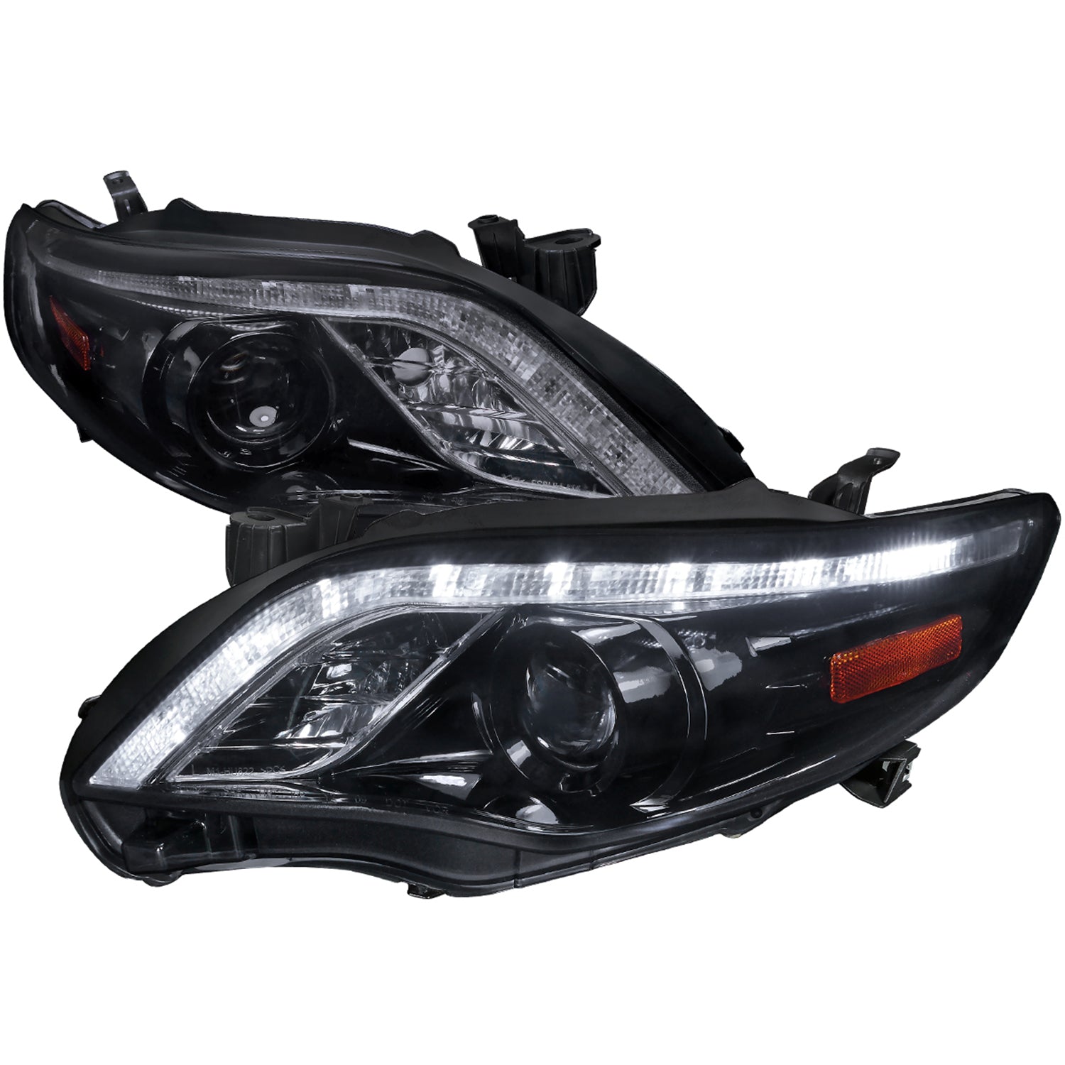 2011-2013 Toyota Corolla Projector Headlights LED Light Glossy Black/Smoke