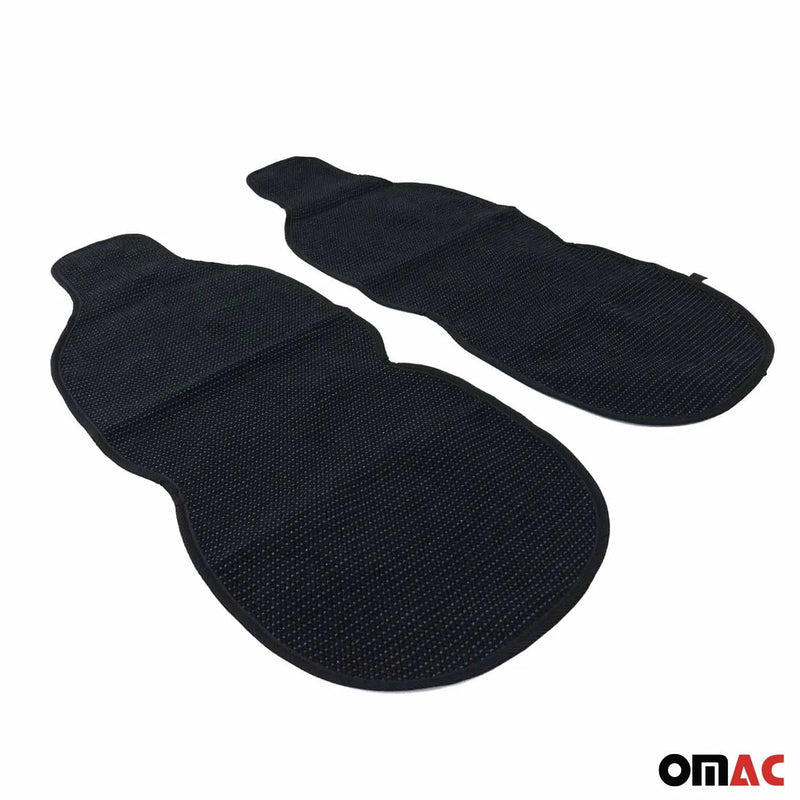 Antiperspirant Odorless Car Seat Cover Pads 2 Piece Set Black with Gray Stitches