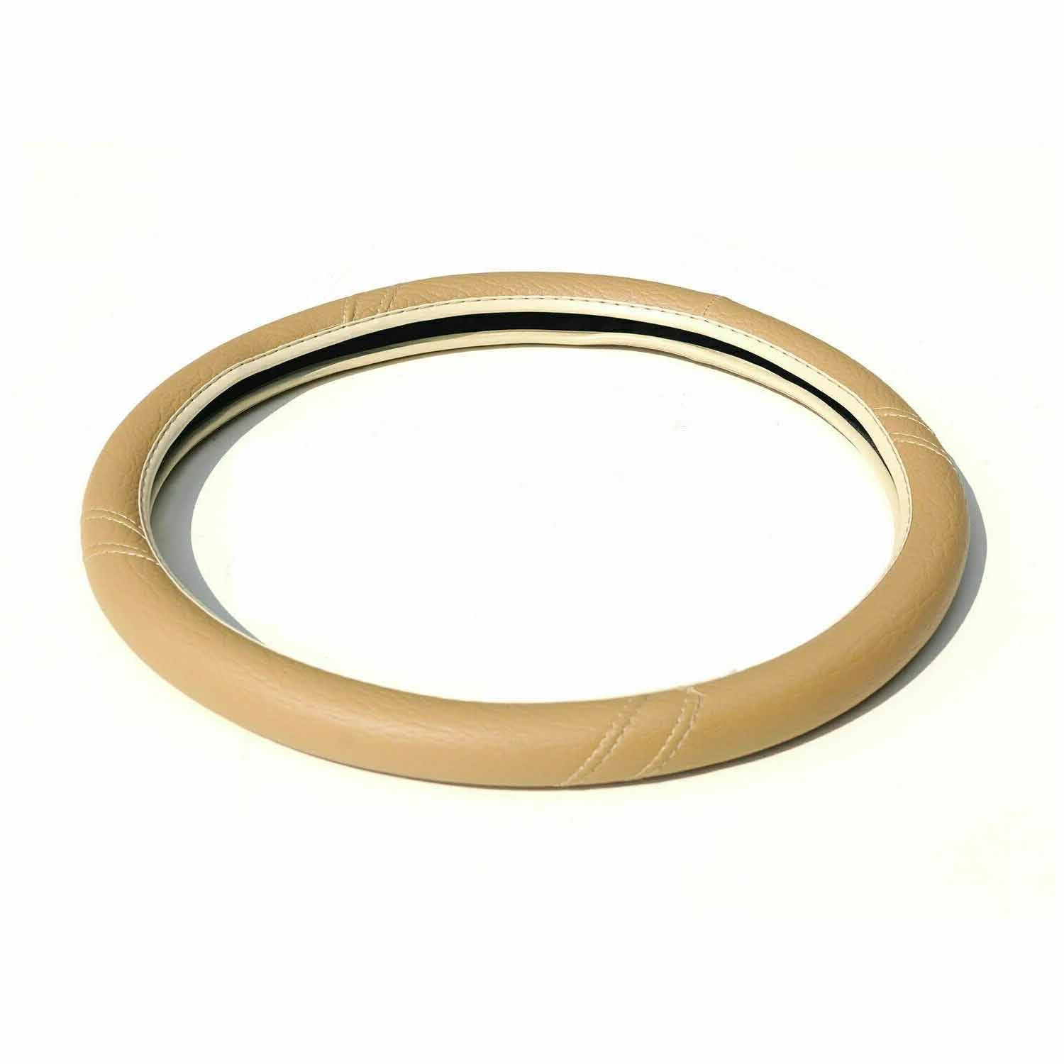 14.5-15.5’’ Steering Wheel Cover Dark Beige Leather Anti-slip Breathable