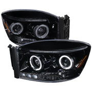 2006-2008 Dodge RAM 1500/ 06-2009 RAM 2500 3500 Dual Halo Headlights Smoke