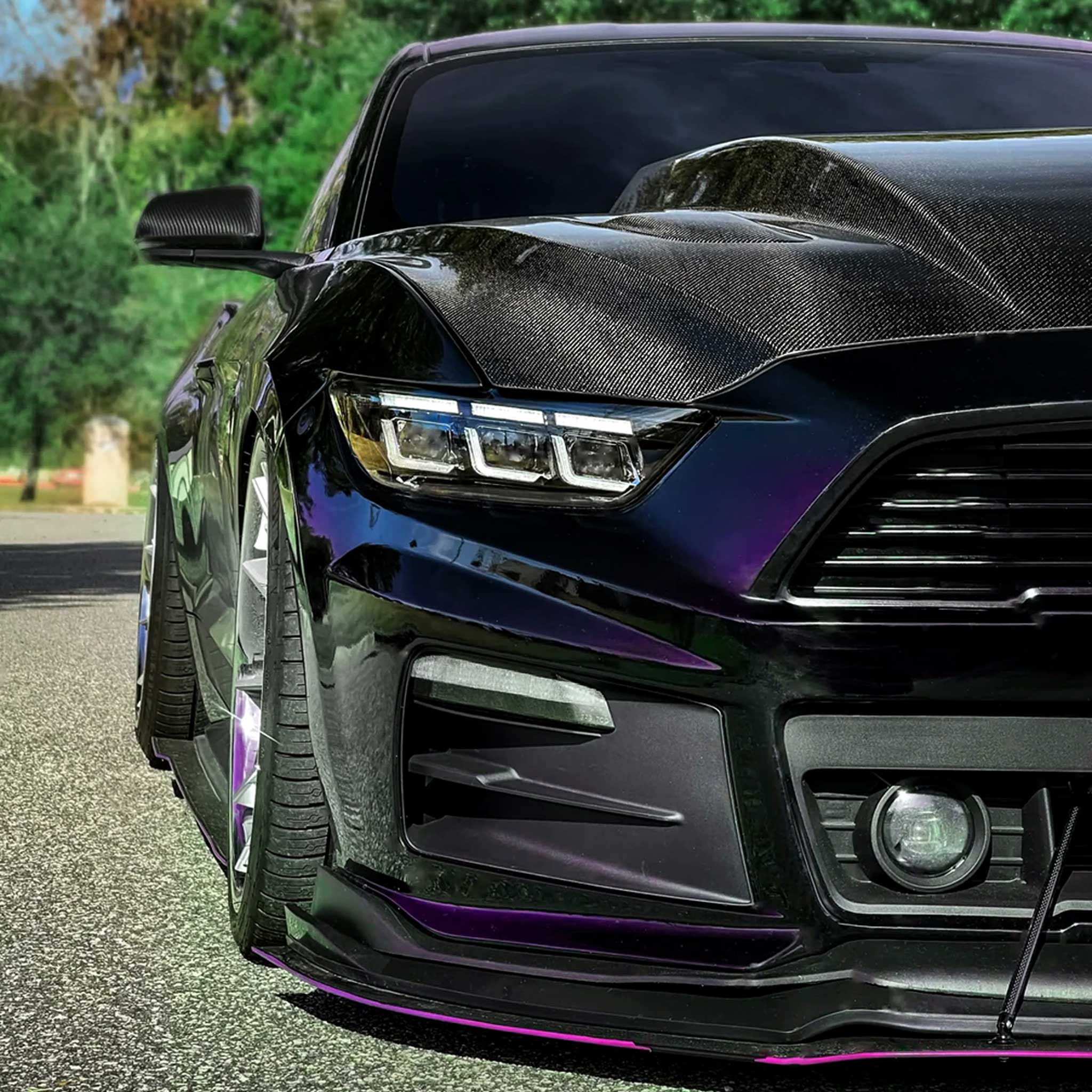 For Ford Mustang 2015-2017 Full LED Projector Headlights Sequential Start-Up Black Clear Lens