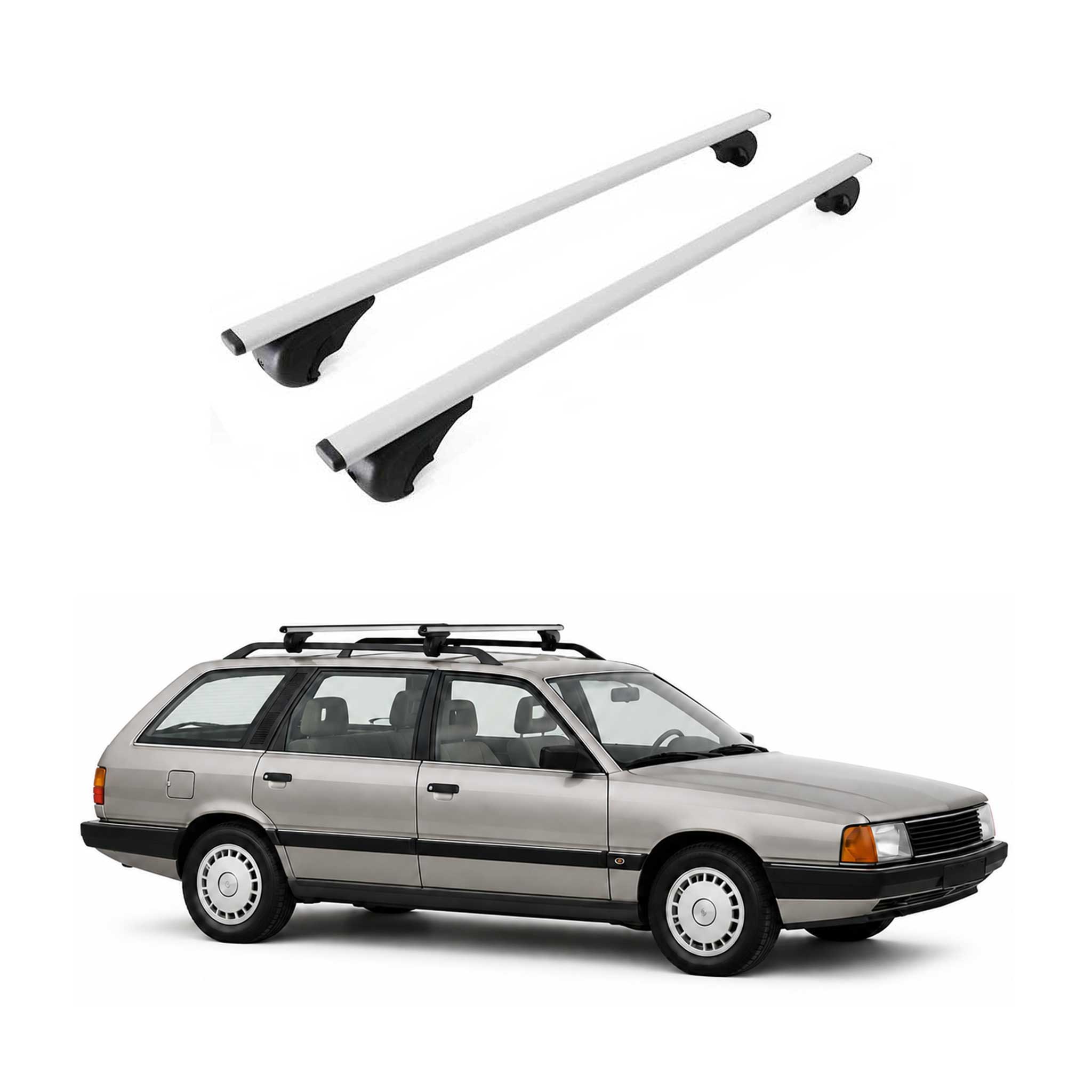 Roof Racks Cross Bars Luggage Carrier for Audi 5000S Avant 1984-1991 2Pcs Silver