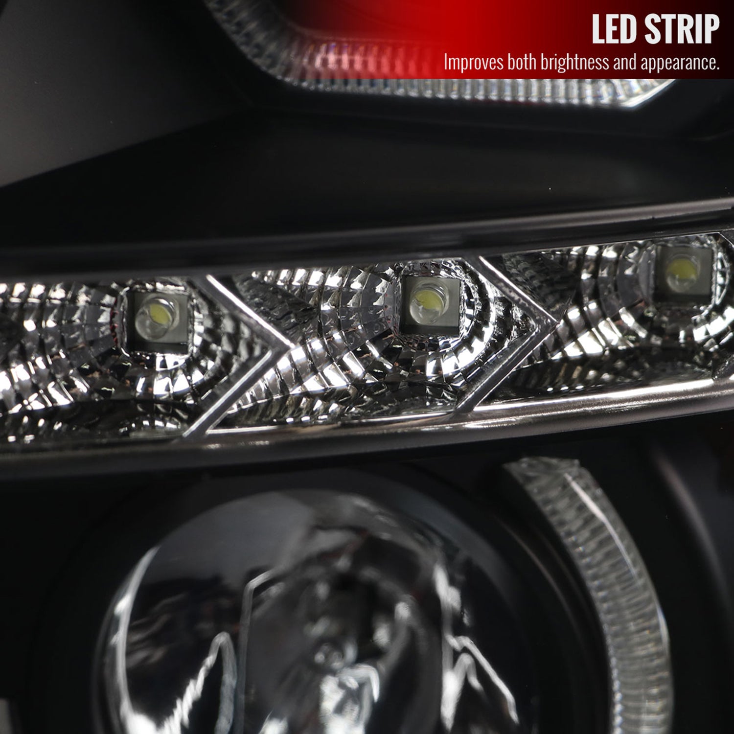 2007-2013 Chevy Silverado 1500 2500HD 3500HD Dual U-Ring Headlights LED Black