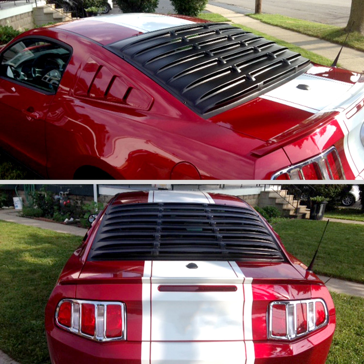 2005-2014 Ford Mustang Coupe Matt Black ABS Vintage Rear Window Louver