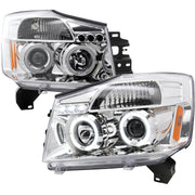 2004-2015 Nissan Titan/ 2004-2007 Armada Dual Halo Projector Headlights Chrome