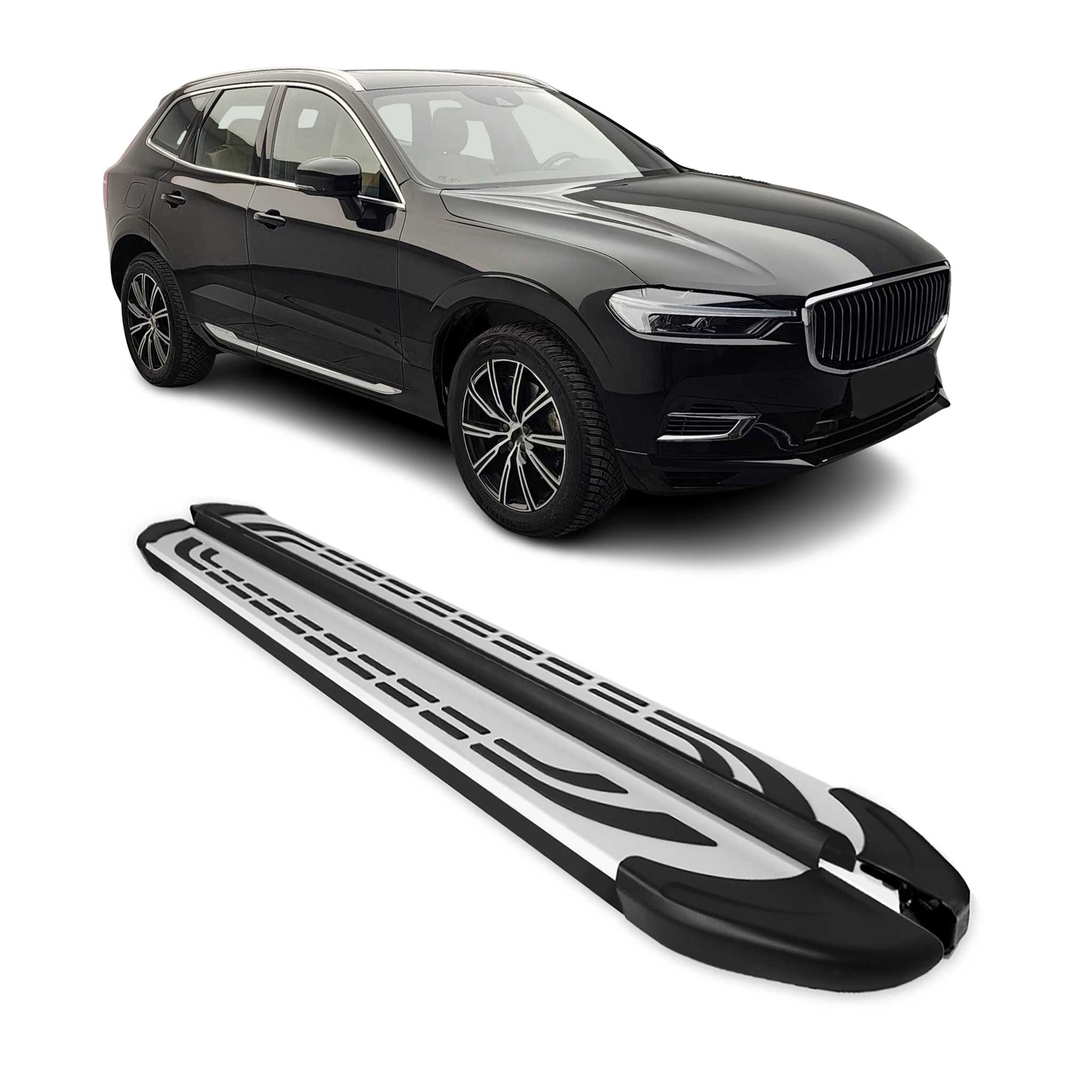 2018-2026 Volvo XC60 Side Step Nerf Bars Running Boards Black Silver Alu 2x