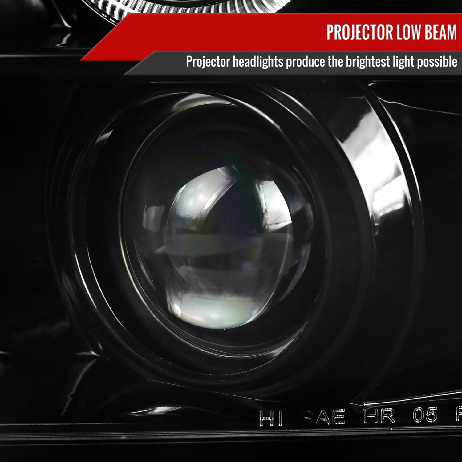 2005-2009 Ford Mustang Halo Projector Headlights Jet Black/Clear Lens