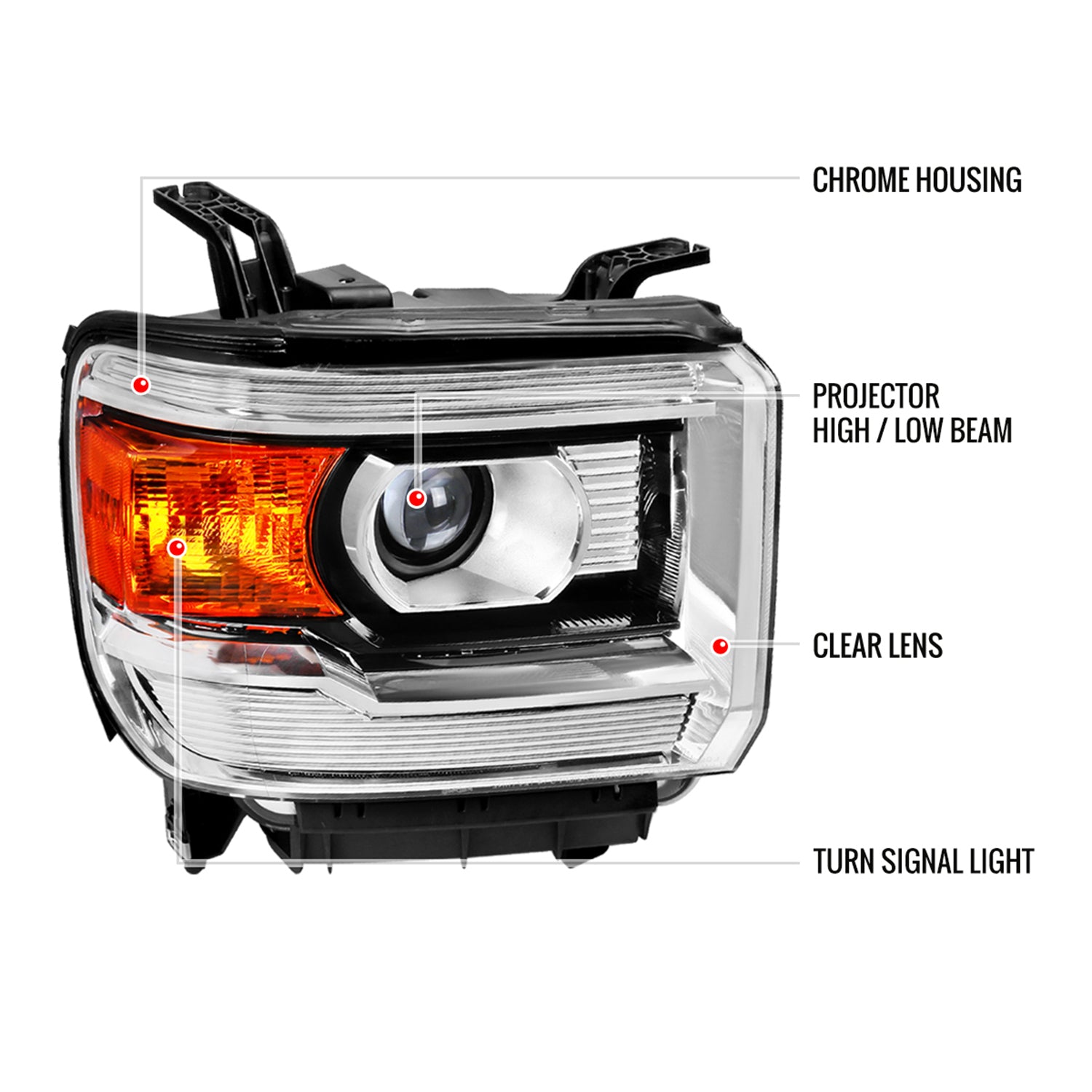 2014-2019 GMC Sierra 1500/2500HD/3500HD Projector Headlights - Passenger Side