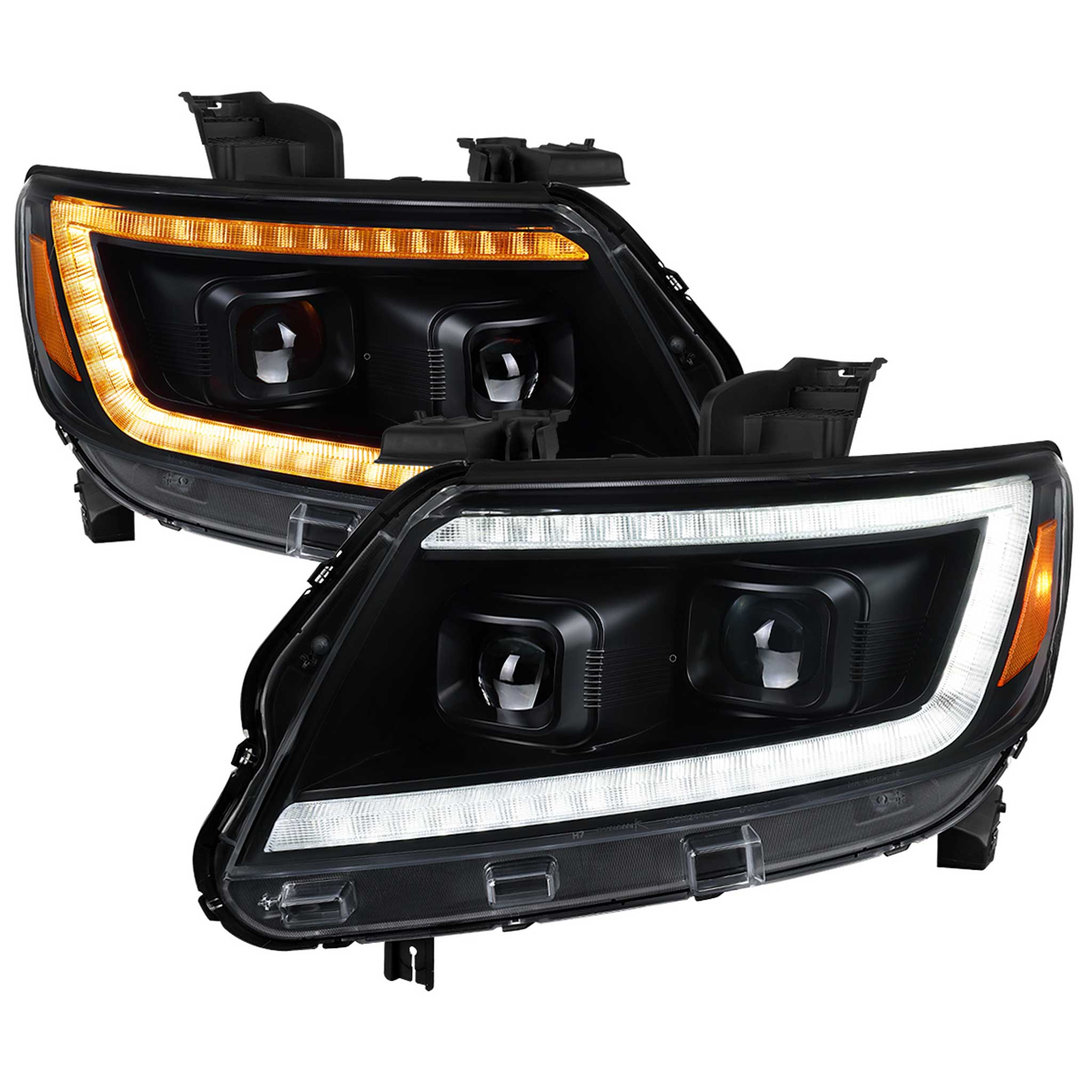 For Chevrolet Colorado 2015-2022 Headlights LED DRL Light Strip Turn Signal Side Marker Black Housing Clear Lens