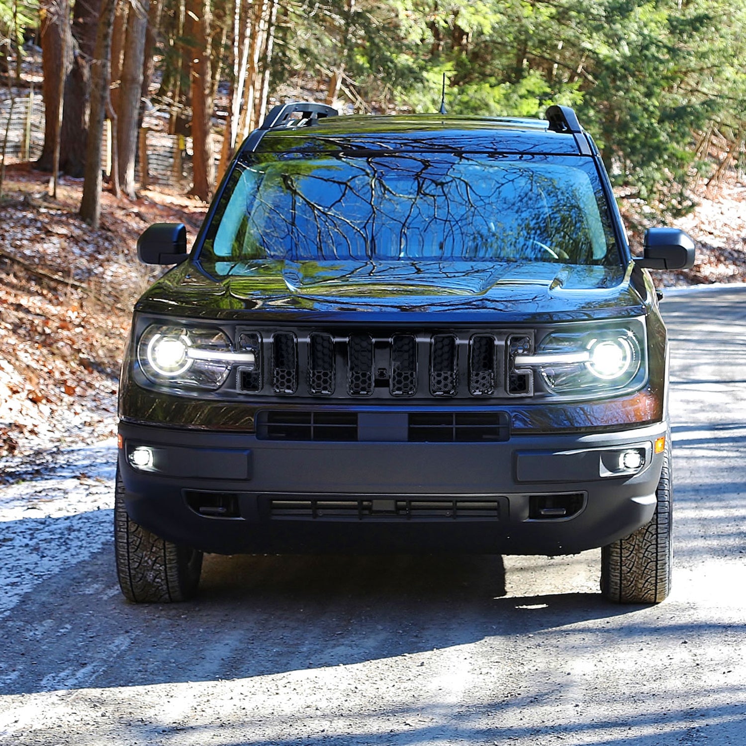 2021-2023 Ford Bronco Sport Glossy Black Mesh Hood Replacement Grille