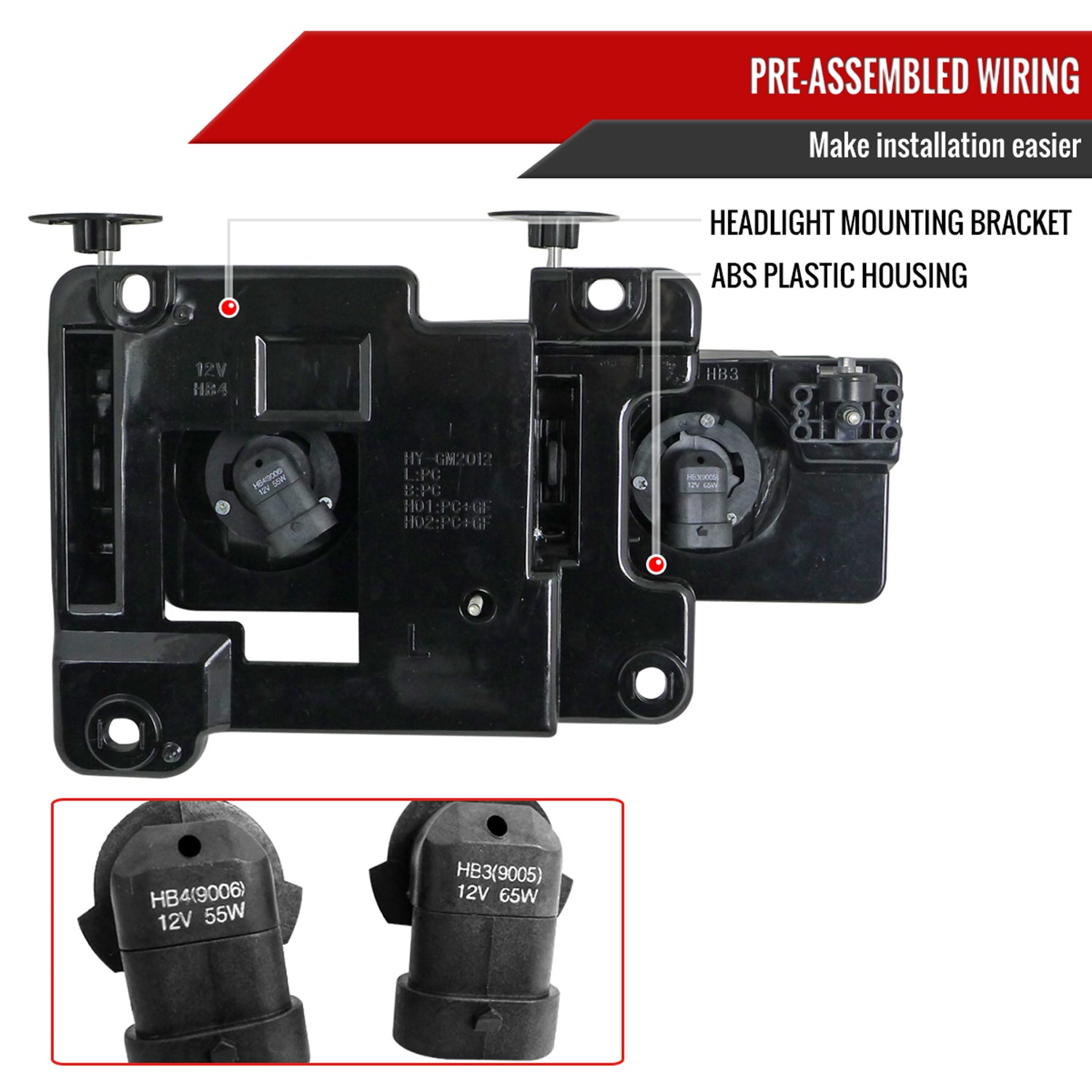 1988-1998 Chevy C/K C10/Tahoe/Sierra/Yukon/Suburban Crystal Headlights Black