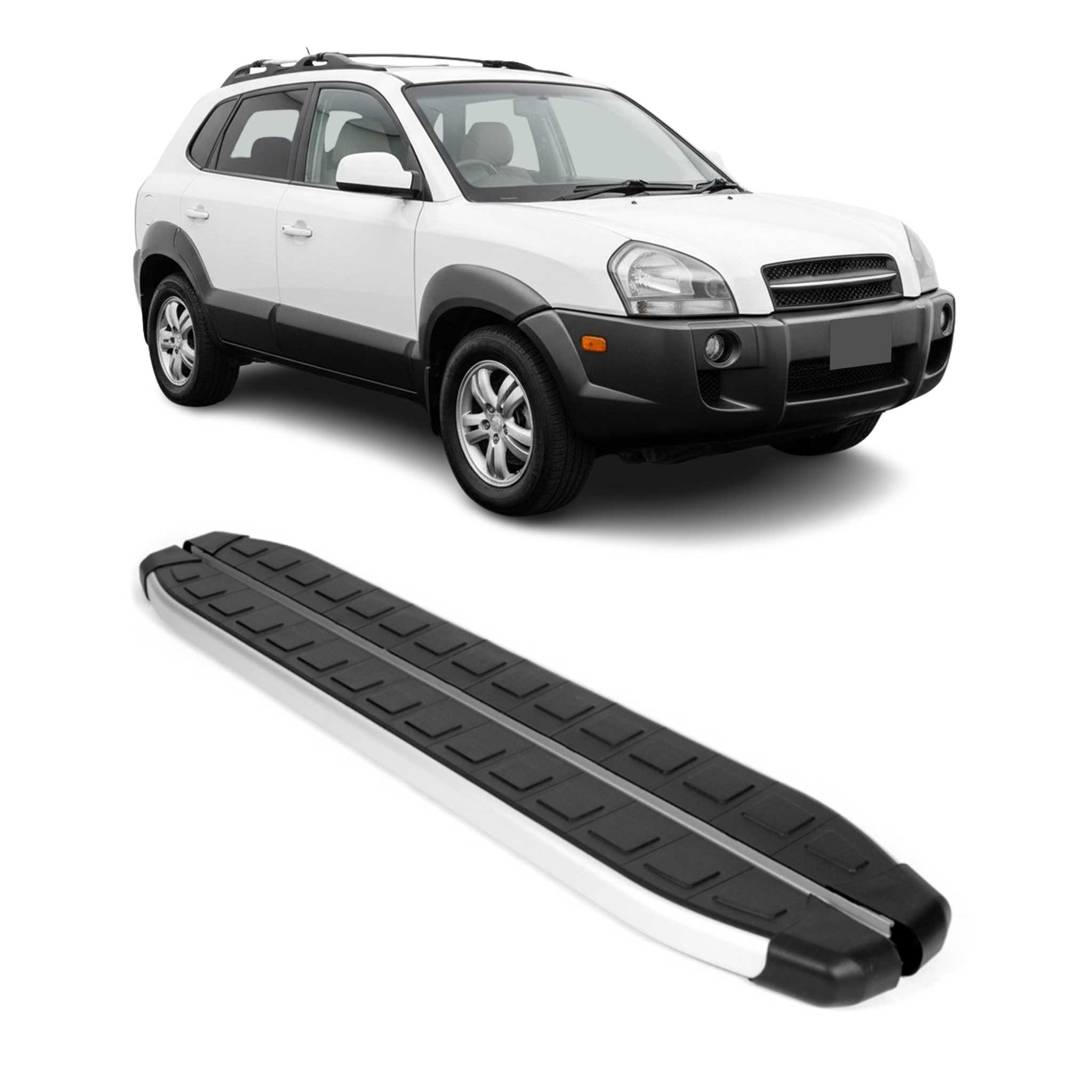 2005-2009 Hyundai Tucson Running Boards Side Steps Silver & Black
