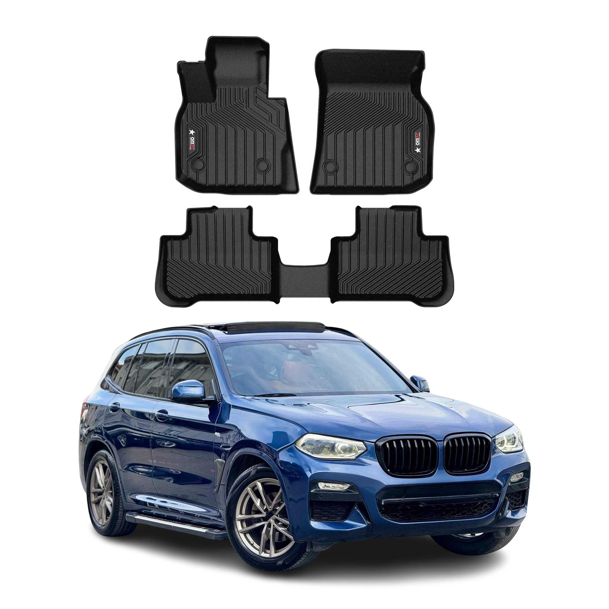 2018-2024 BMW X3 G01 Premium Floor Mats Liners First and Second Row Set Black