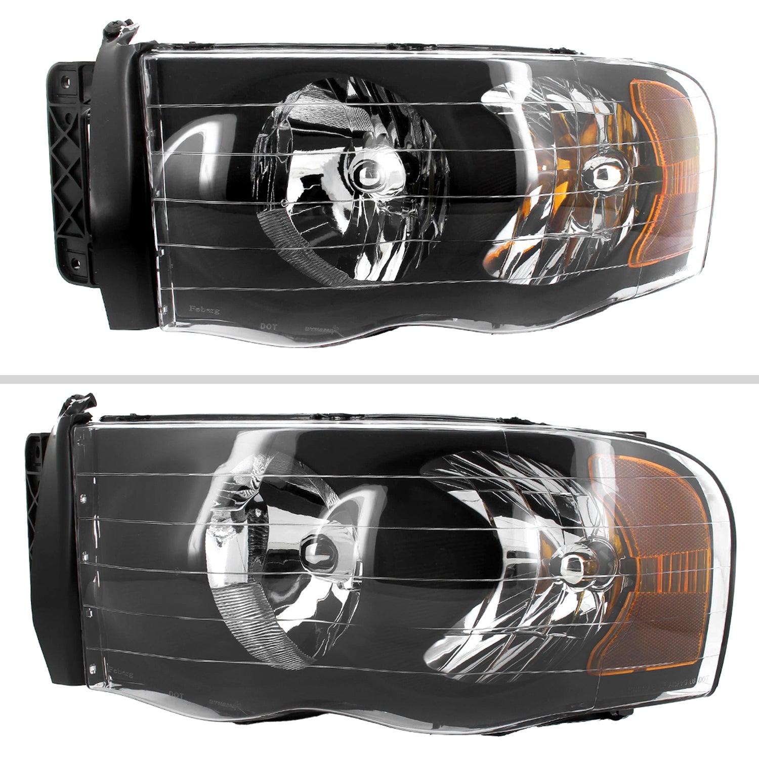 2002-2005 Dodge RAM 1500/ 2003-2005 RAM 2500 3500 Factory Headlights Matt Black