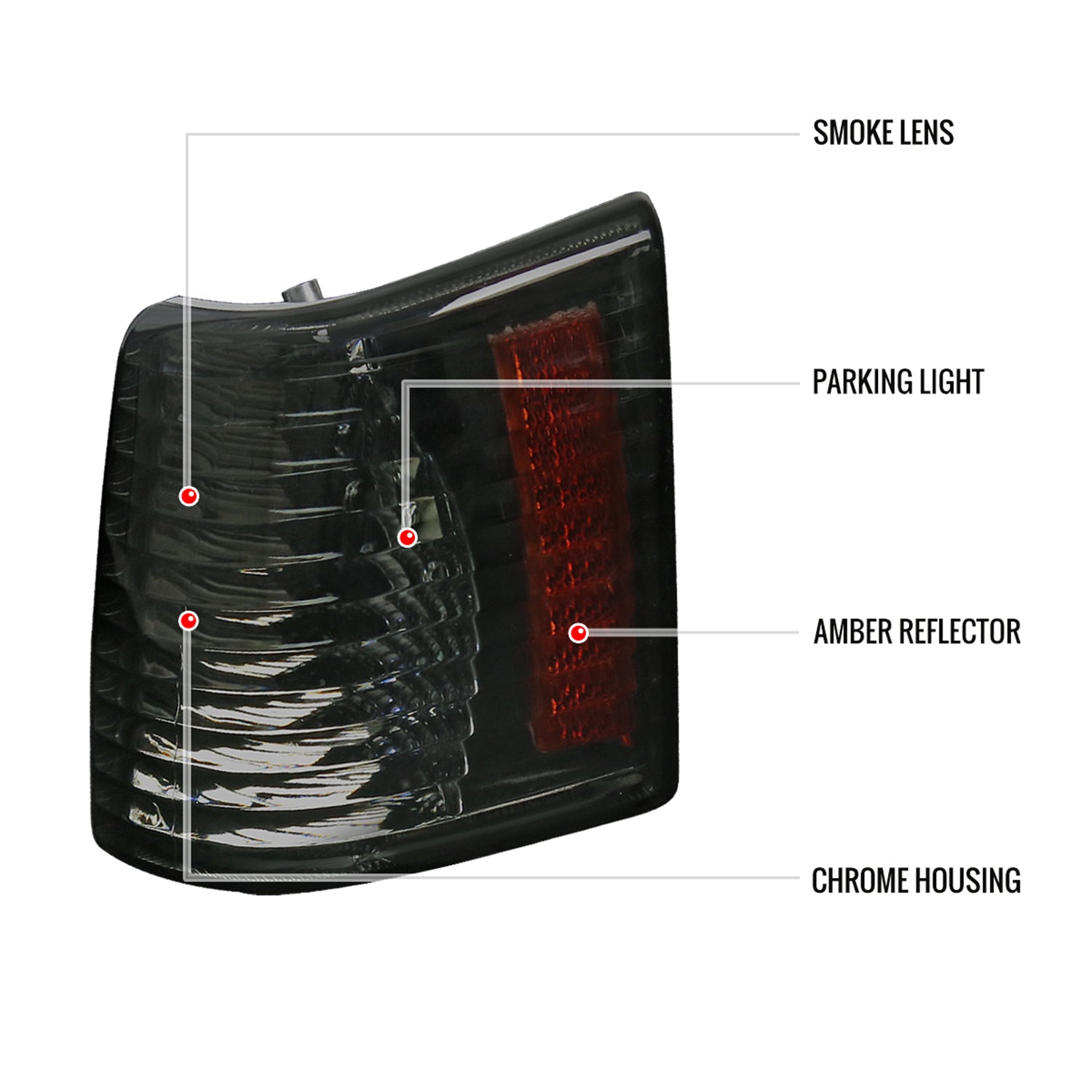 1993-1998 Jeep Grand Cherokee Corner Lights w/ Amber Reflectors Chrome/Smoke