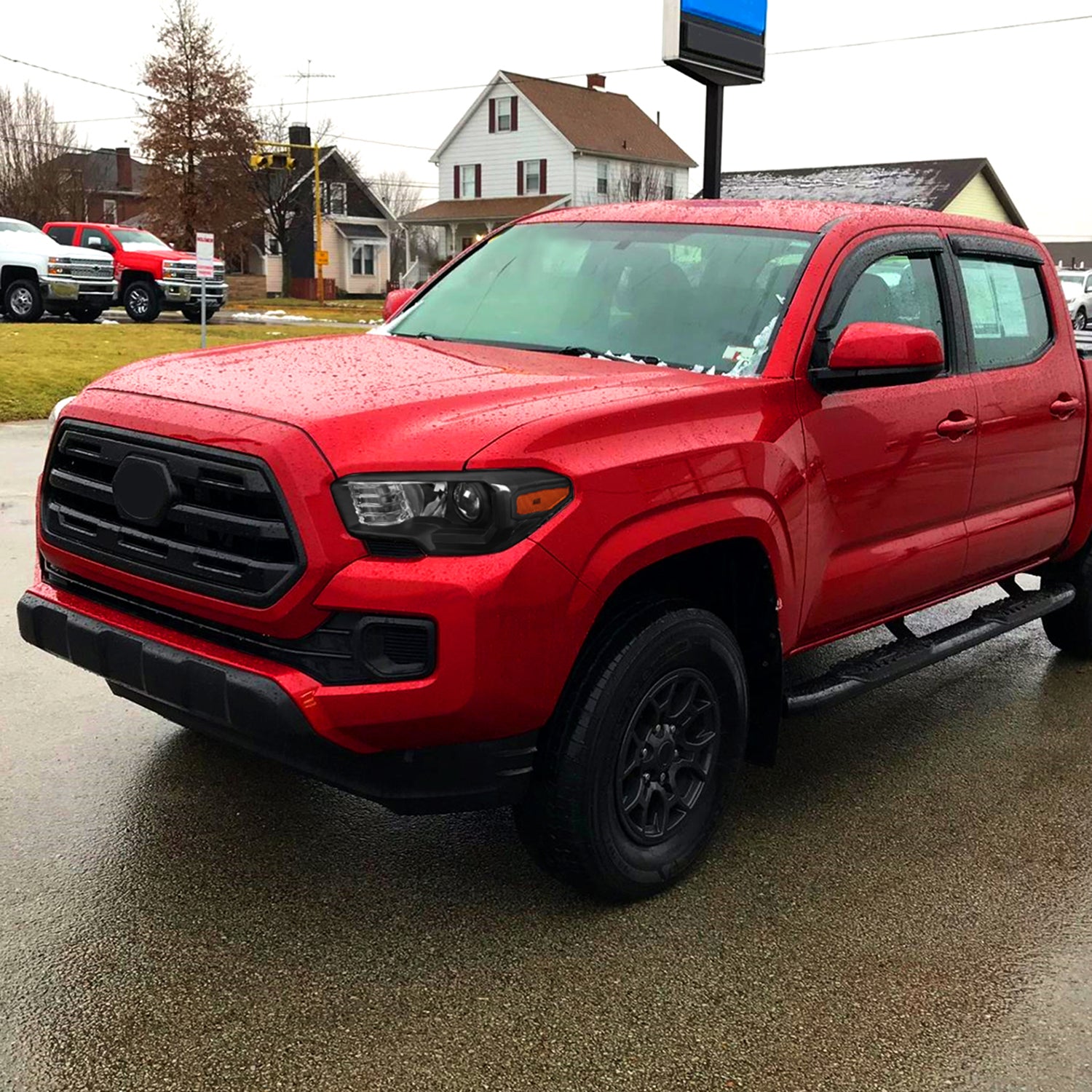 2016-2023 Toyota Tacoma Projector Headlights Amber Reflectors Matt Black/Clear