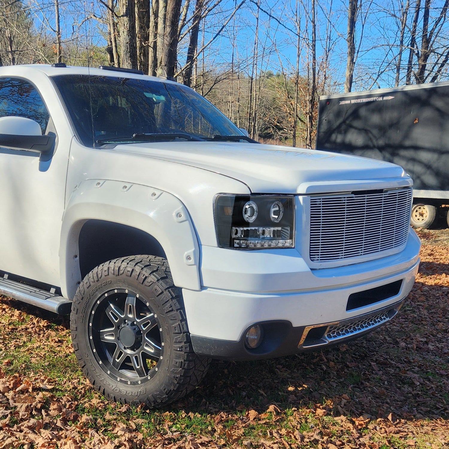 2007-2014 GMC Sierra SMD Dual Halo Projector Headlights Matte Black/Clear Lens