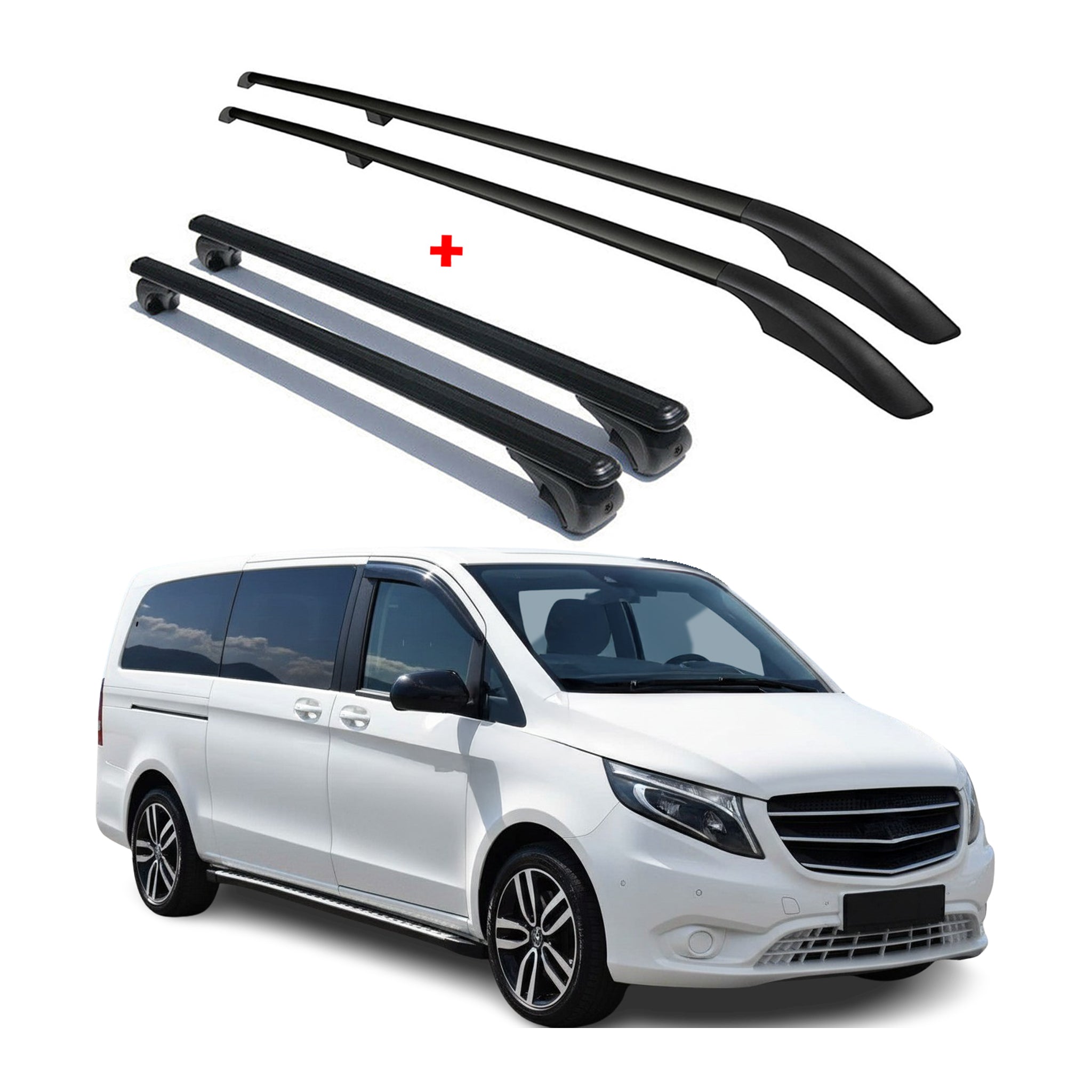 2016-2024 Mercedes Metris LWB Roof Racks & Roof Rack Rails Black