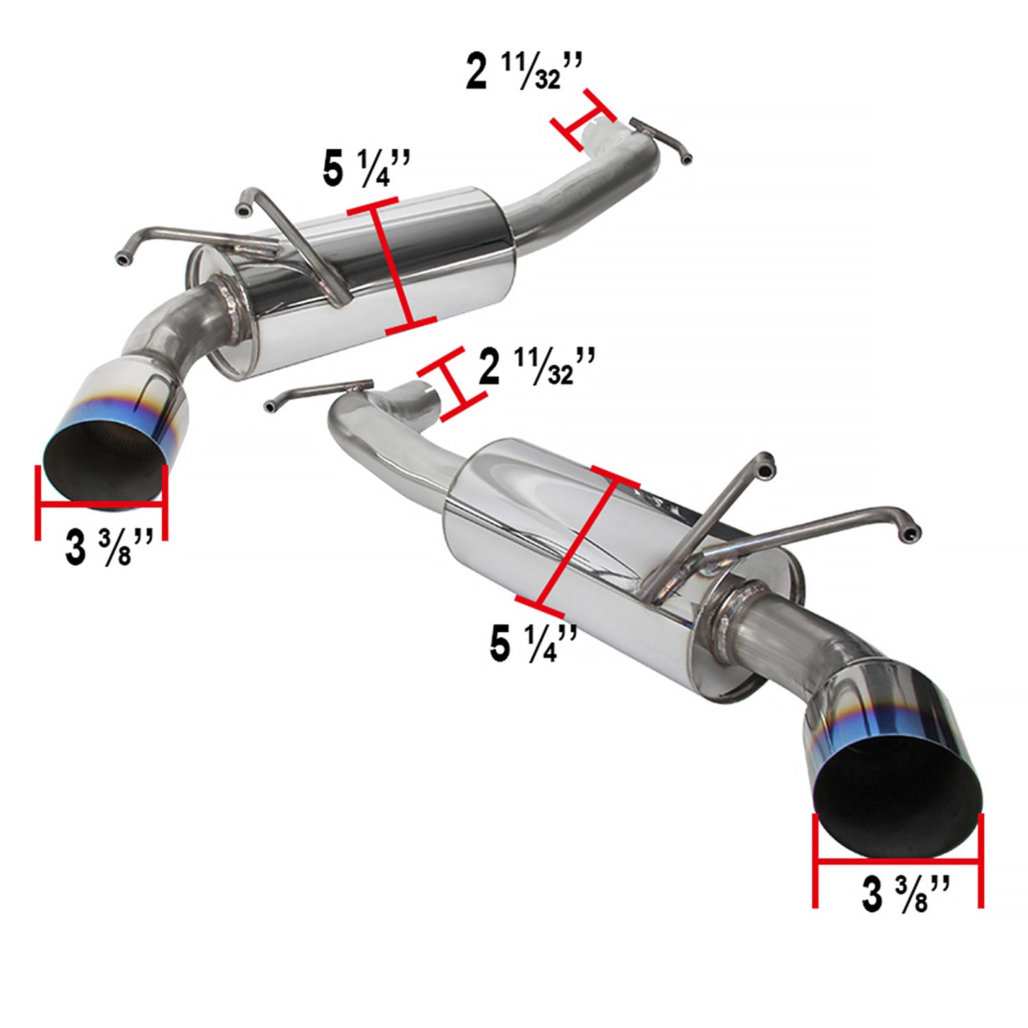 2010-2015 Chevy Camaro 3.6L V6 S.Steel Dual Catback Exhaust System Burnt Tip