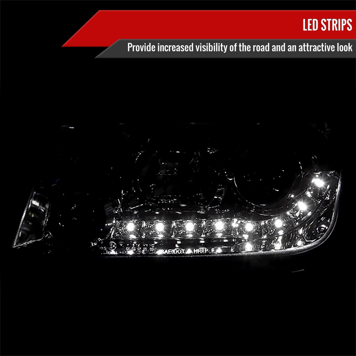1999-2004 VW Jetta/Bora Projector Headlights R8 LED Light Strip Chrome