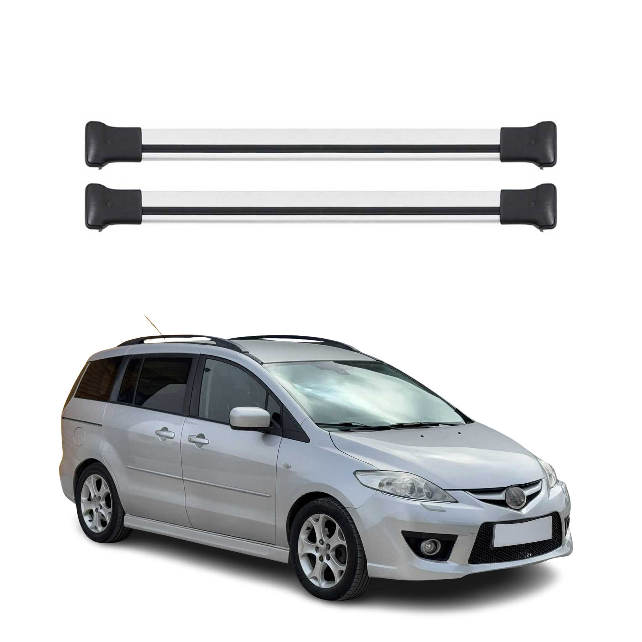Roof Rack Cross Bars Luggage Carrier for Mazda 5 2006-2010 Alu Gray 2x