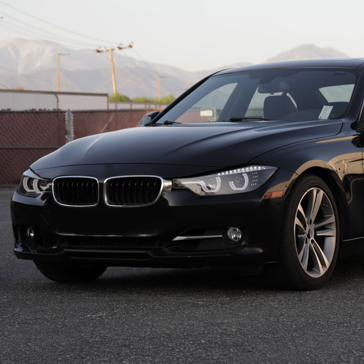 2012-2015 BMW F30 3 Series Sedan Dual U-Bar Headlights LED Signal Lights Black