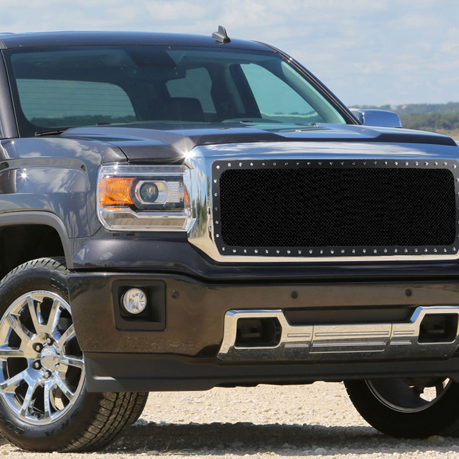 2014-2015 GMC Sierra 1500 Rivet Style Black S.Steel Mesh Grille Insert