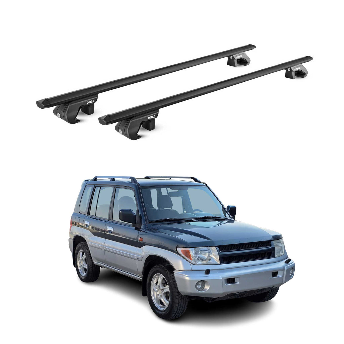 Roof Rack Luggage Carrier for Mitsubishi Montero Sport 1997-2004 Alu Black 2Pcs