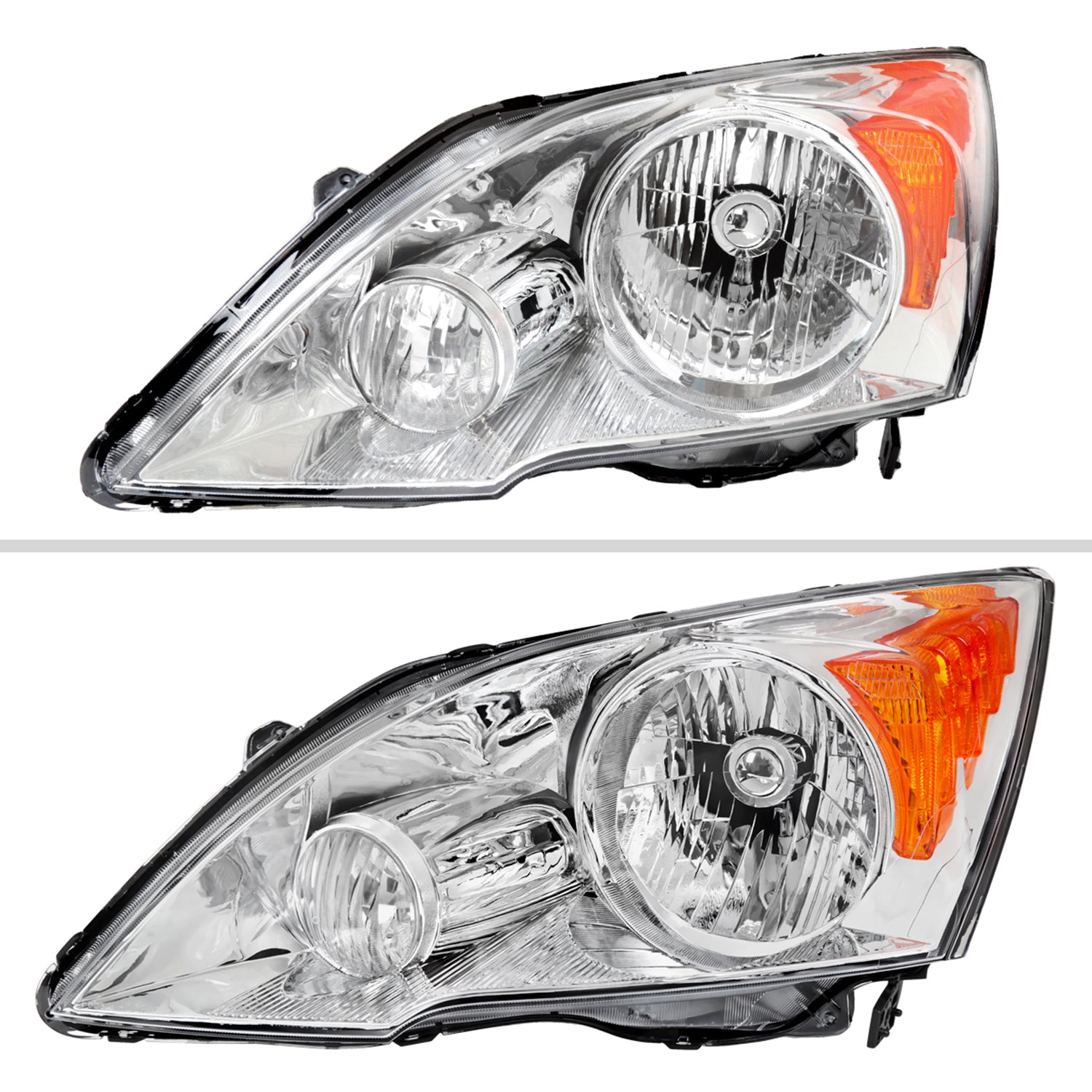 2007-2011 Honda CR-V Factory Style Headlights Chrome Housing/Clear Lens