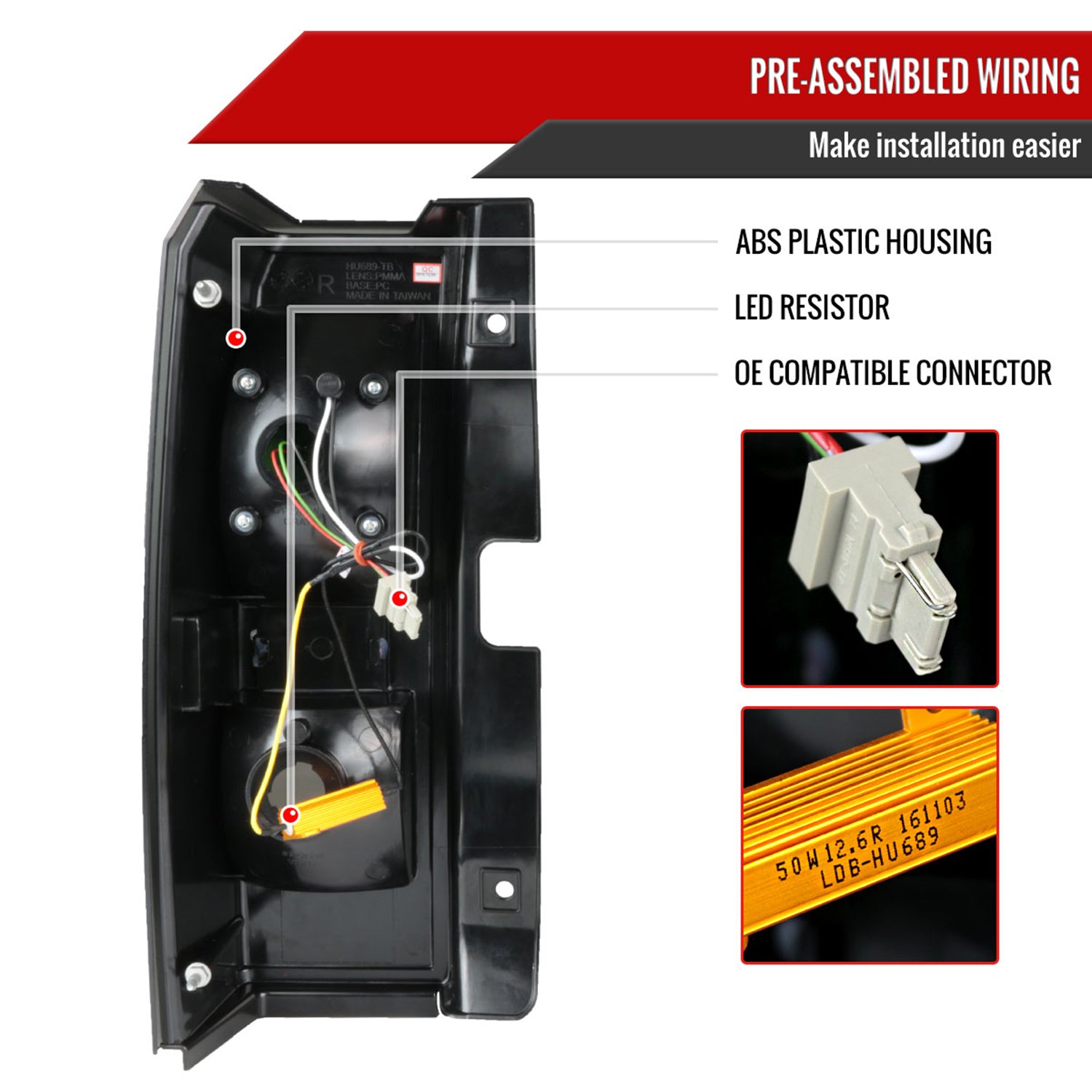 2005-2010 Hummer H3 LED Tail Lights Chrome Housing/Smoke Lens