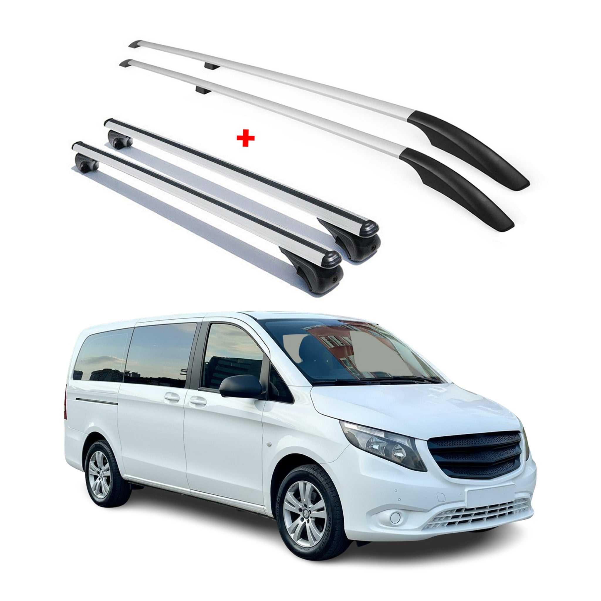 2016-2024 Mercedes Metris  L2 MWB Roof Racks & Roof Rack Rails Silver