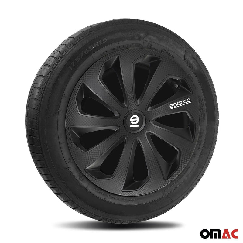 Sicilia Hub Caps Wheel Cover 14" Black Carbon Full Set 4 pcs.