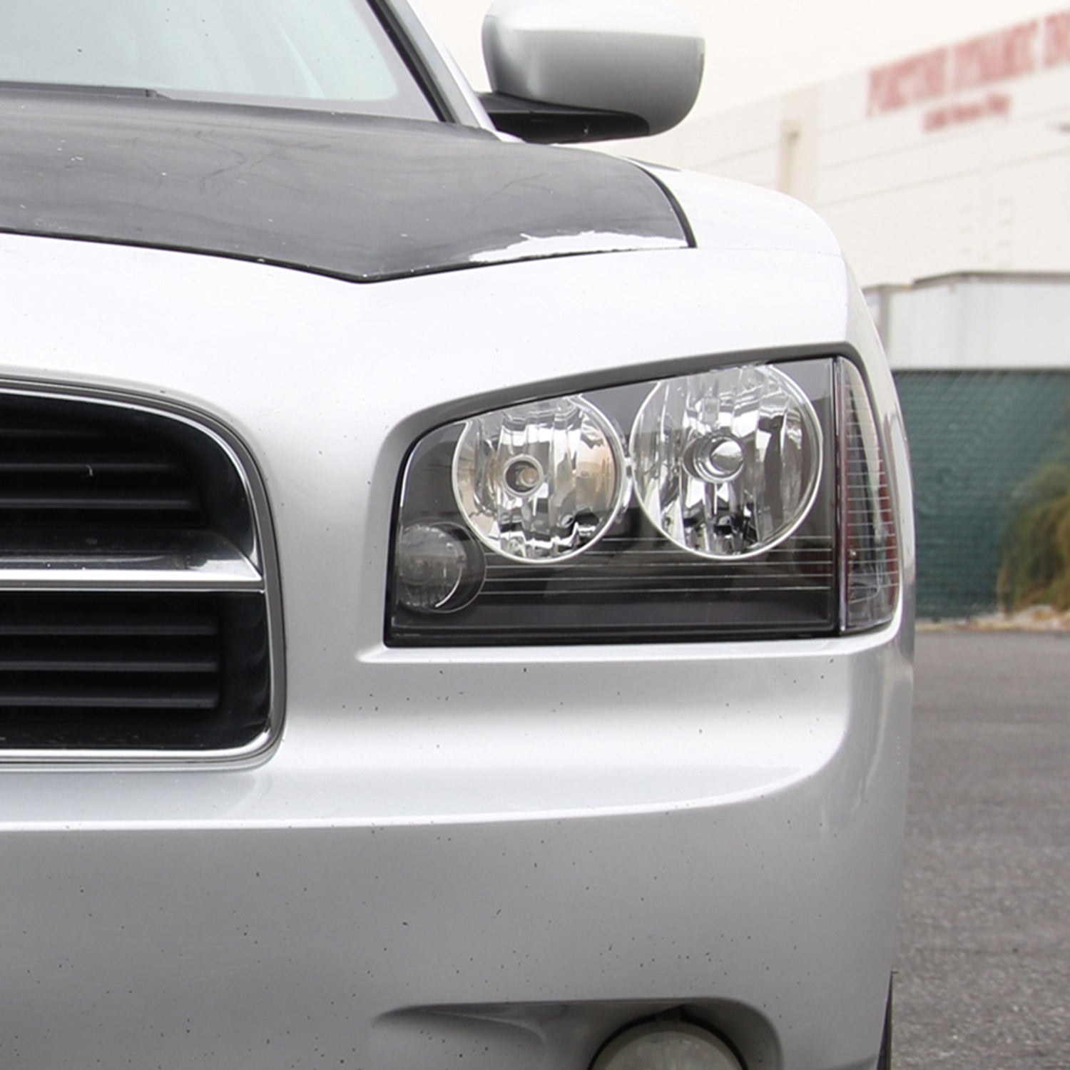 2006-2010 Dodge Charger Factory Headlights w/Corner Lights Matt Black/Clear