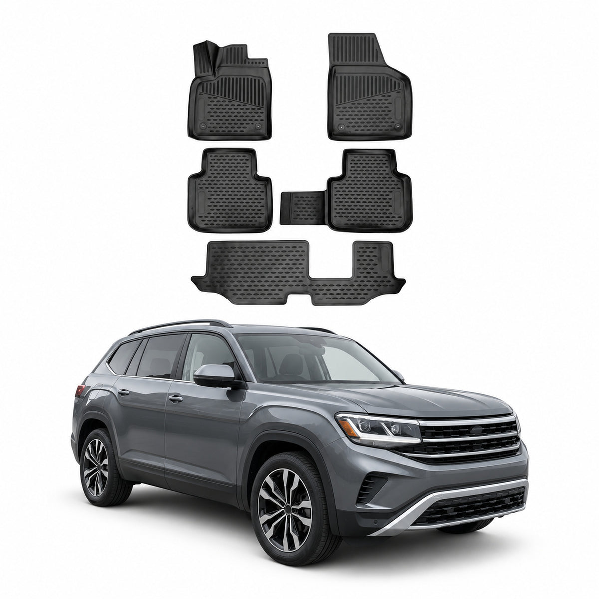 2018-2026 Volkswagen Atlas Floor Mats Liners Full Set All Weather Black