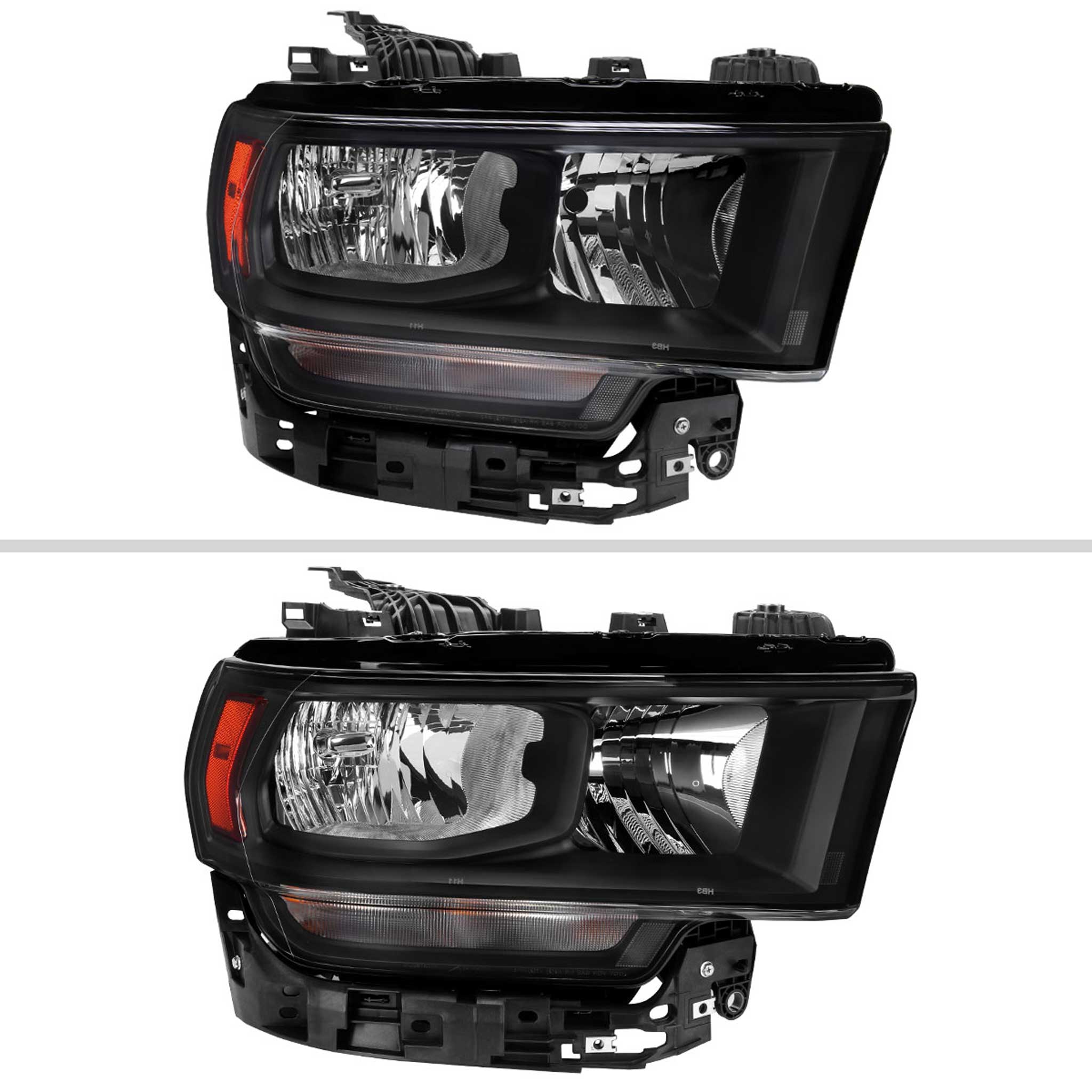 For Dodge RAM 2500 3500 2019-2024 Factory Style Crystal Headlight Passenger Side Only Black Housing Clear Lens