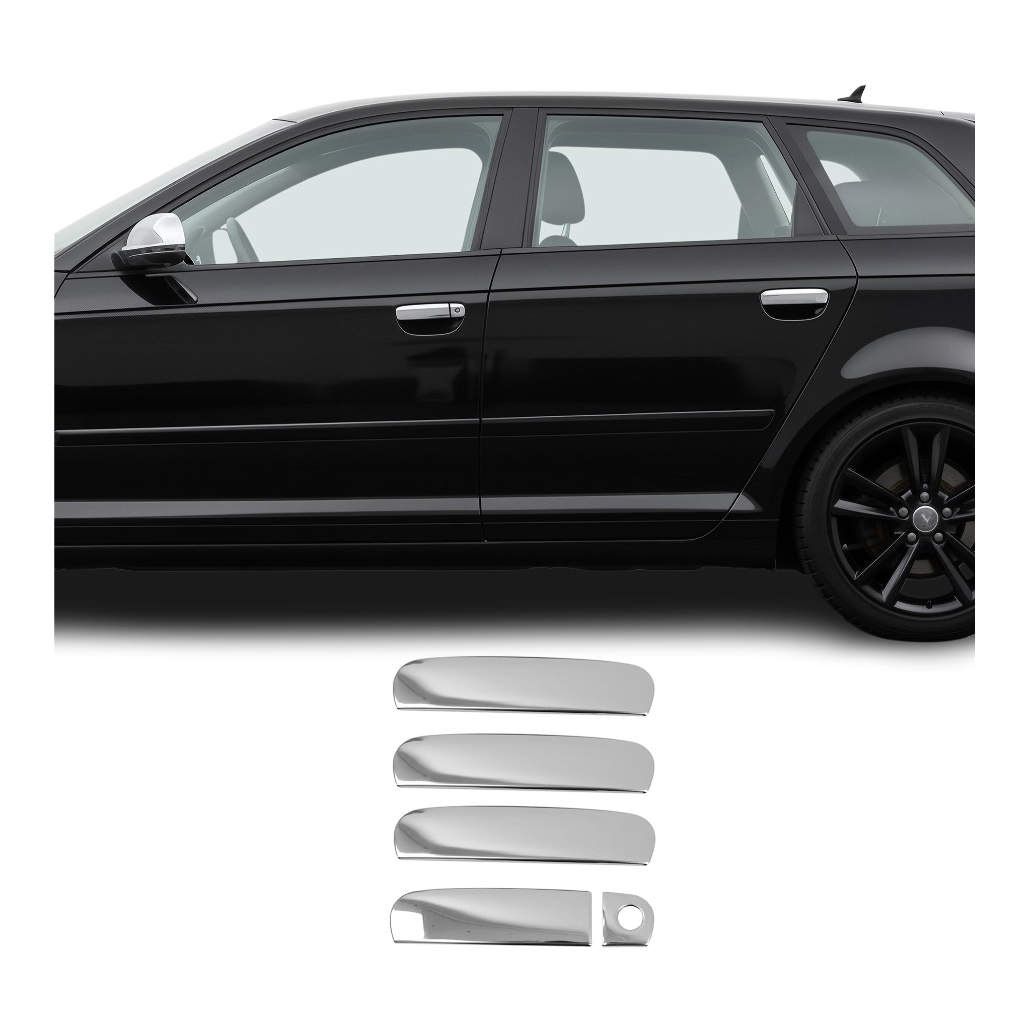 2005-2011 Audi A6 Sedan Car Door Handle Cover Protector Stainless Steel Chrome 5 Pcs