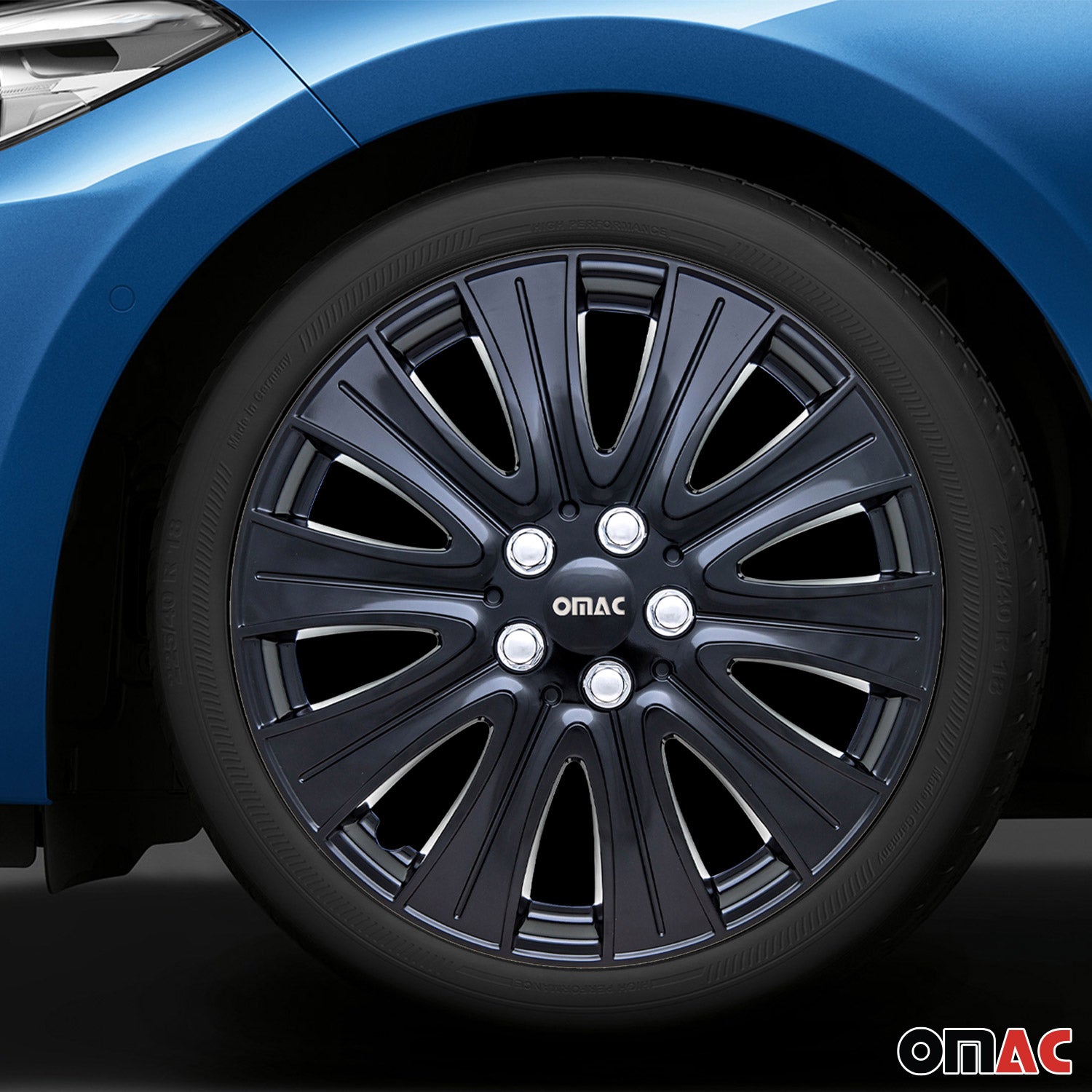 Pisa Hub Caps Wheel Cover 15" Gloss Black & Silver Full Set 4 pcs.