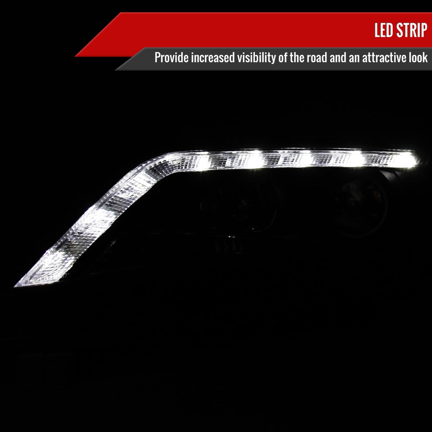 2010-2012 Ford Fusion Projector Headlights w/ LED Light Strip Matt Black/Clear