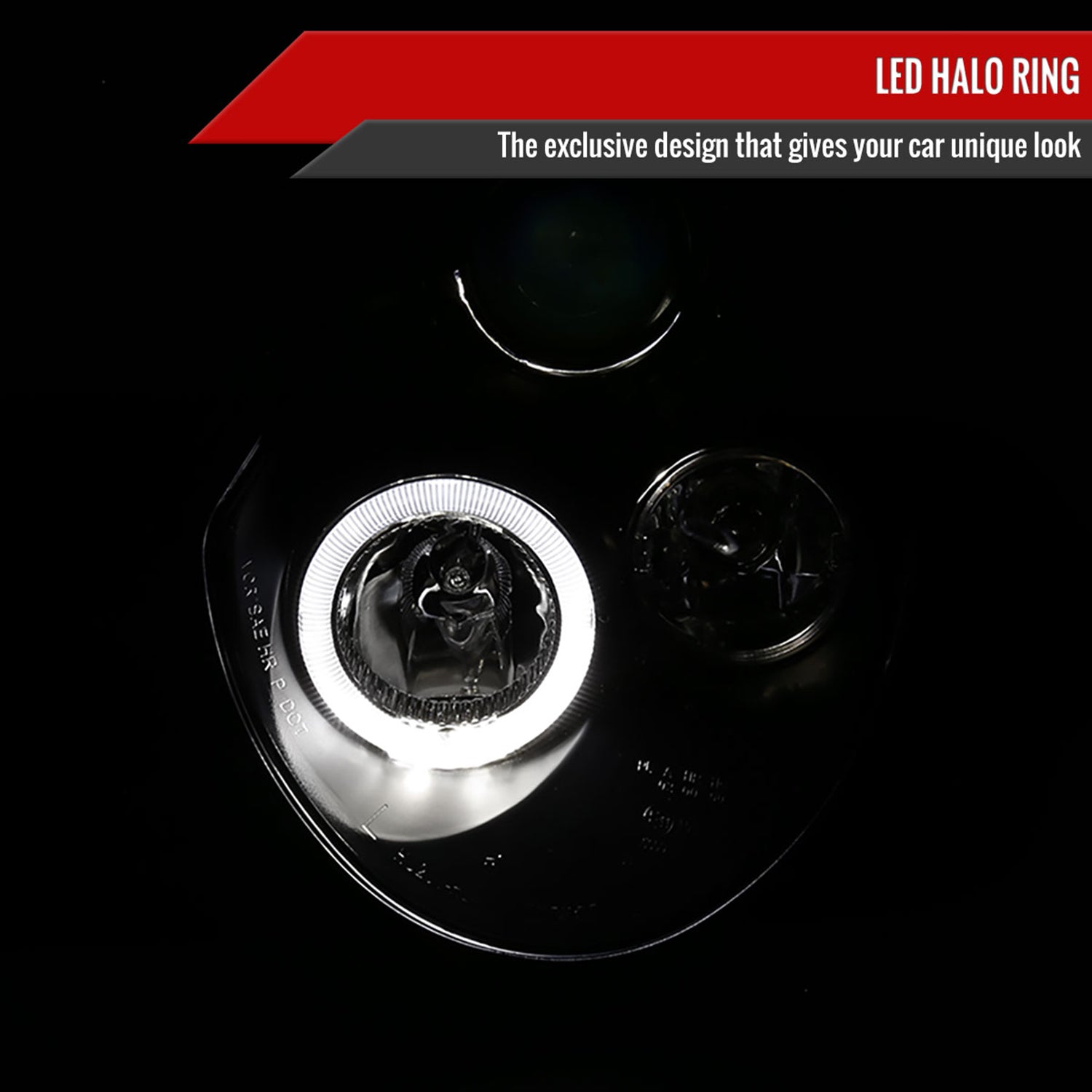 2002-2008 Mini Cooper R50 R53 R52 Single Halo Projector Headlights Matt Black