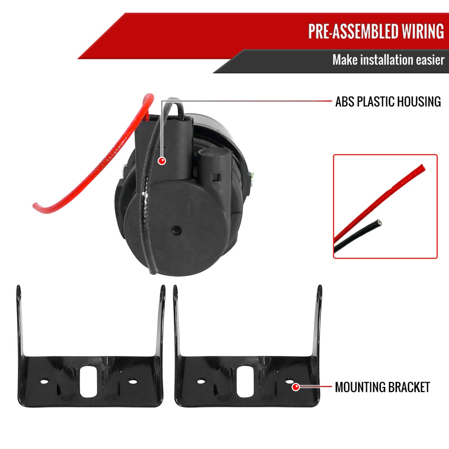 Universal 12V/55W H3 Projector Fog Lights Kit Mounting Brackets Black Metal